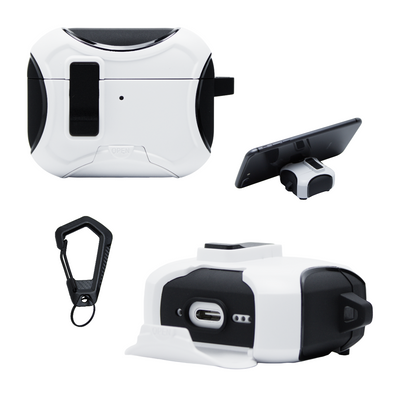 Capa Protetora Airtrek Nerdcase para AirPods Pro 3, Suporte Adaptado, Preto e Branco