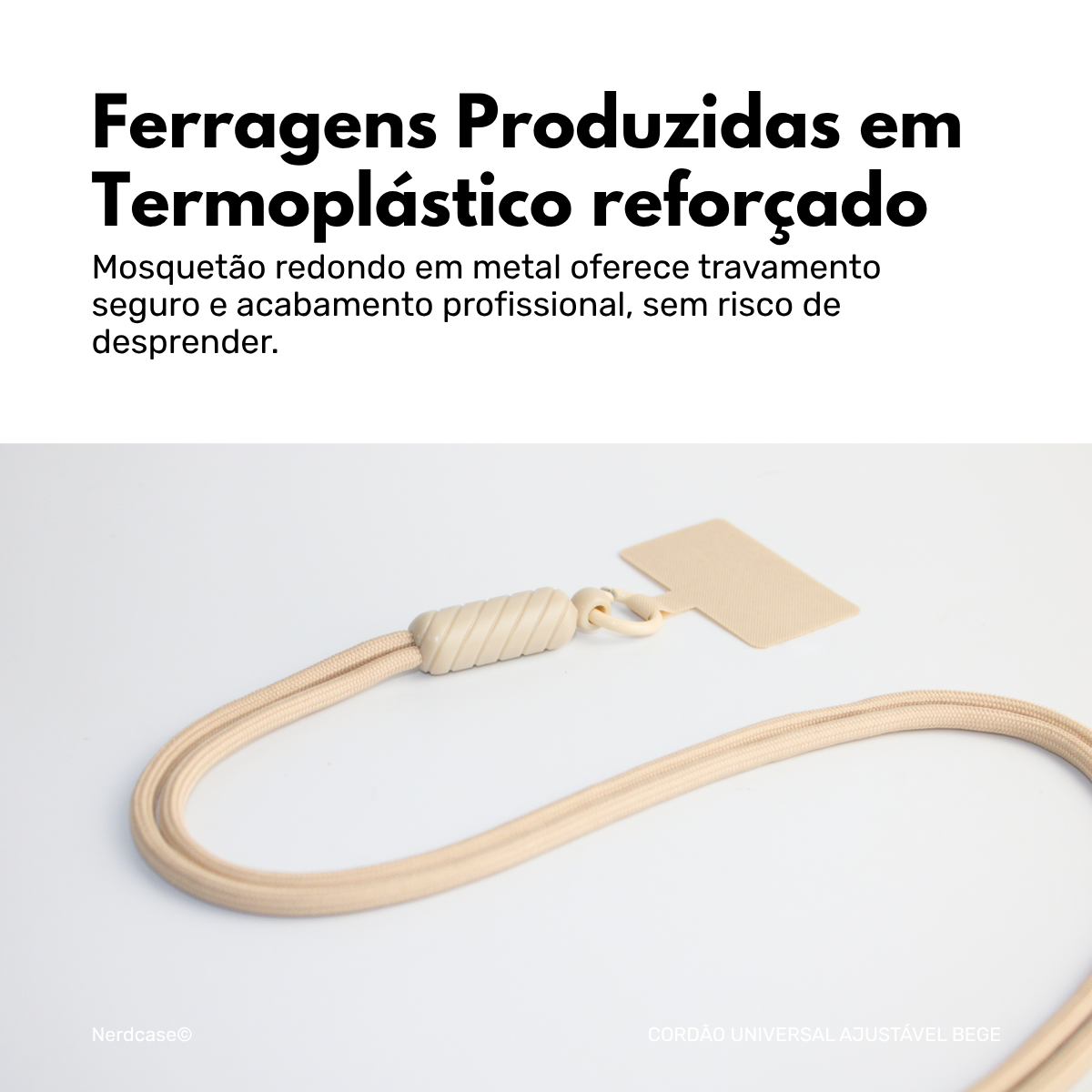 Cordão Universal Nerdcase para Celular, Poliéster, Bege