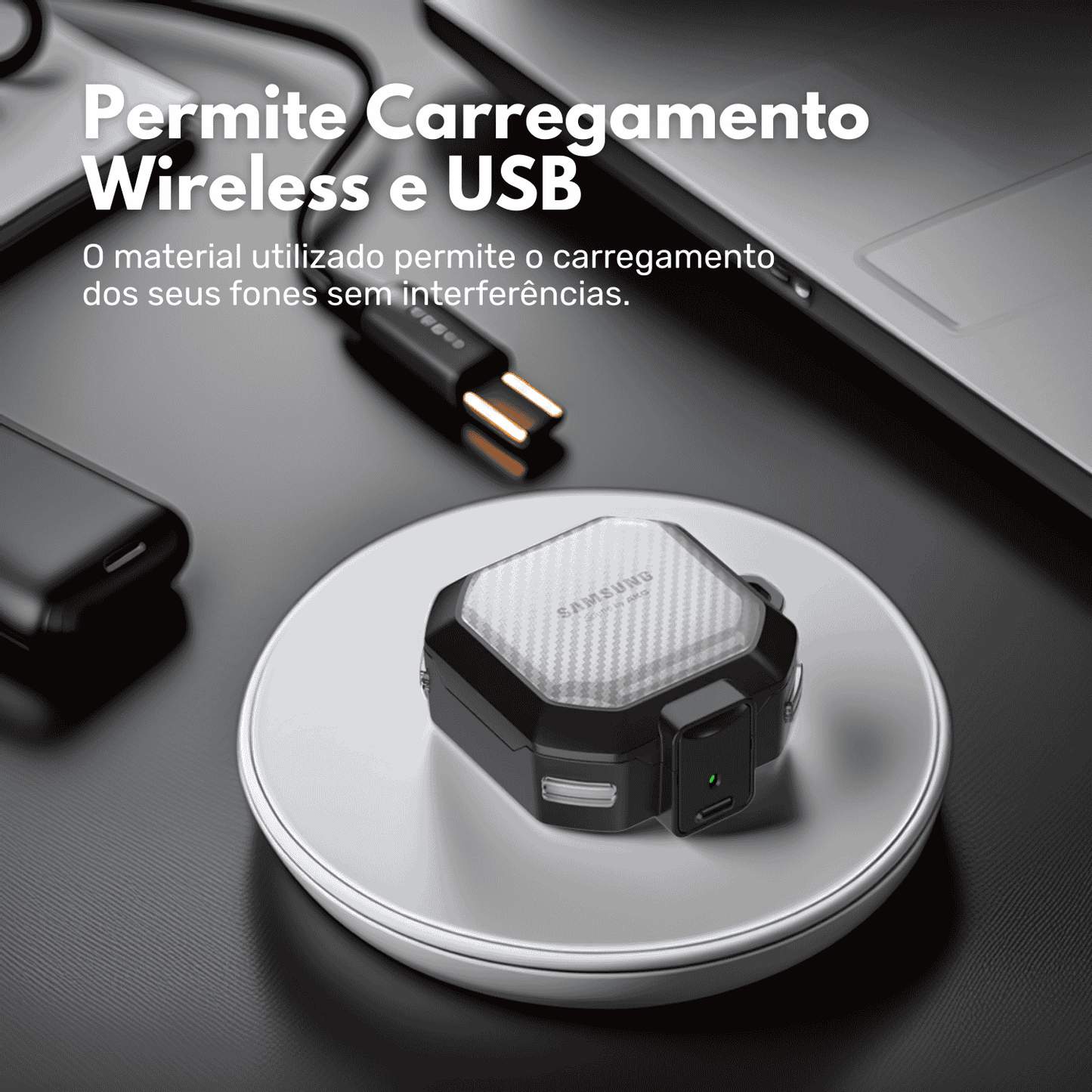 Case com Proteção à Prova de Impactos para seus Galaxy Buds — Sem esconder o design