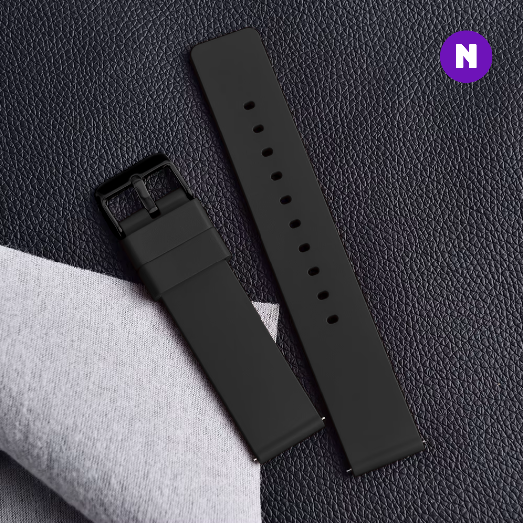 Pulseira 20mm entre Pinos para Samsung Galaxy Watch, Silicone, Preto