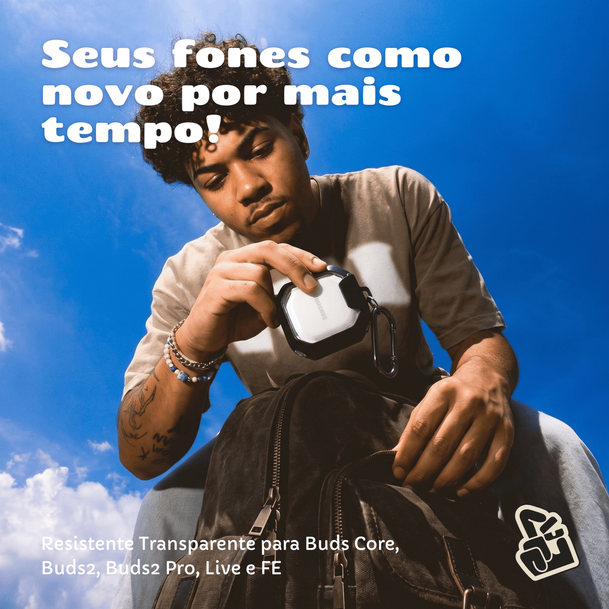 Capa Protetora Nerdcase para Galaxy Buds FE, Buds Core, Buds 2, Pro e Live, Suporte Adaptado, Resistente Transparente