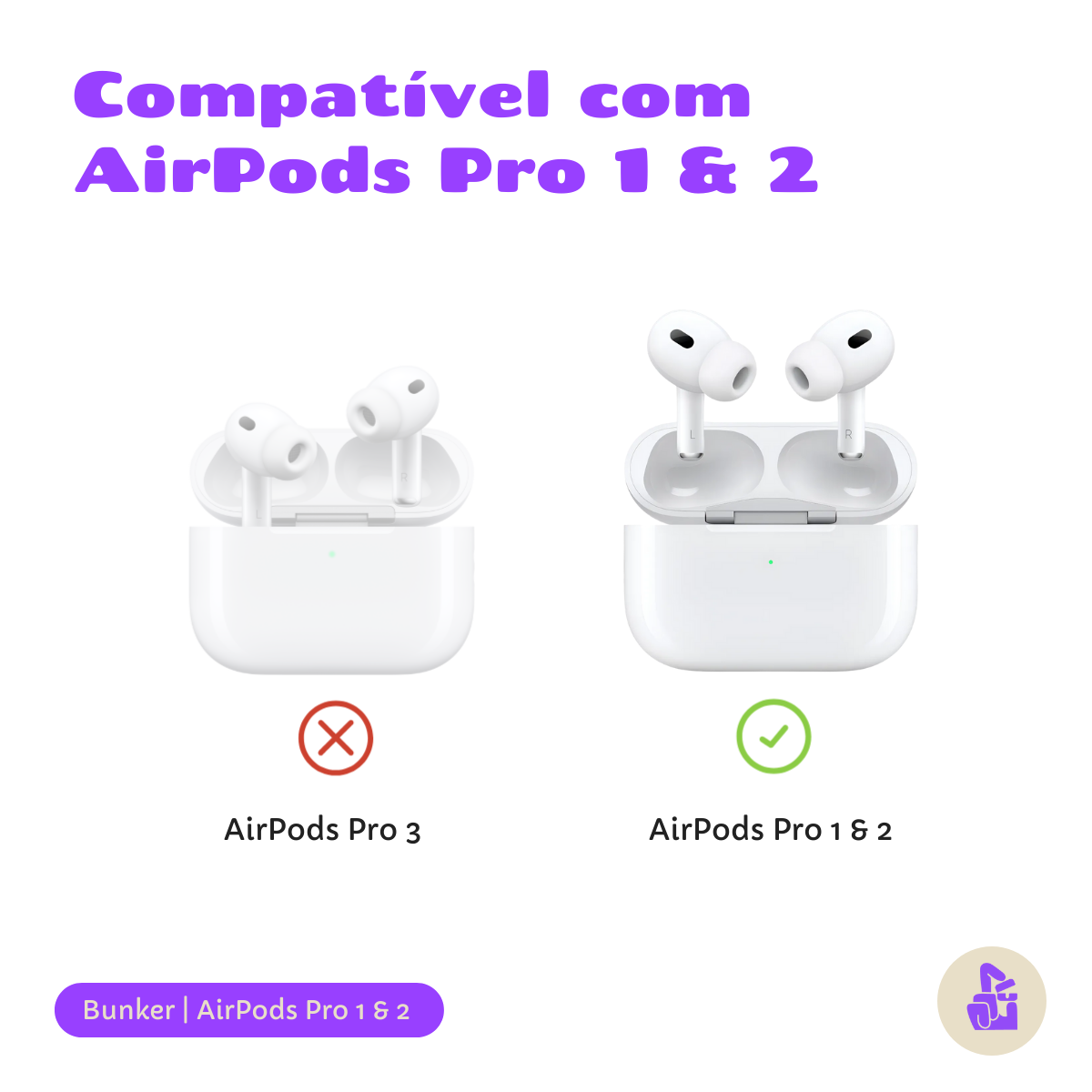 Kit Limpador para Fones e Capa Protetora Bunker Nerdcase para AirPods Pro 1 e 2, Preto