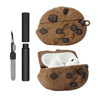 Kit Limpador para Fones e Capa Protetora de Silicone Nerdcase para AirPods Pro 1 e 2, Cookie de Chocolate