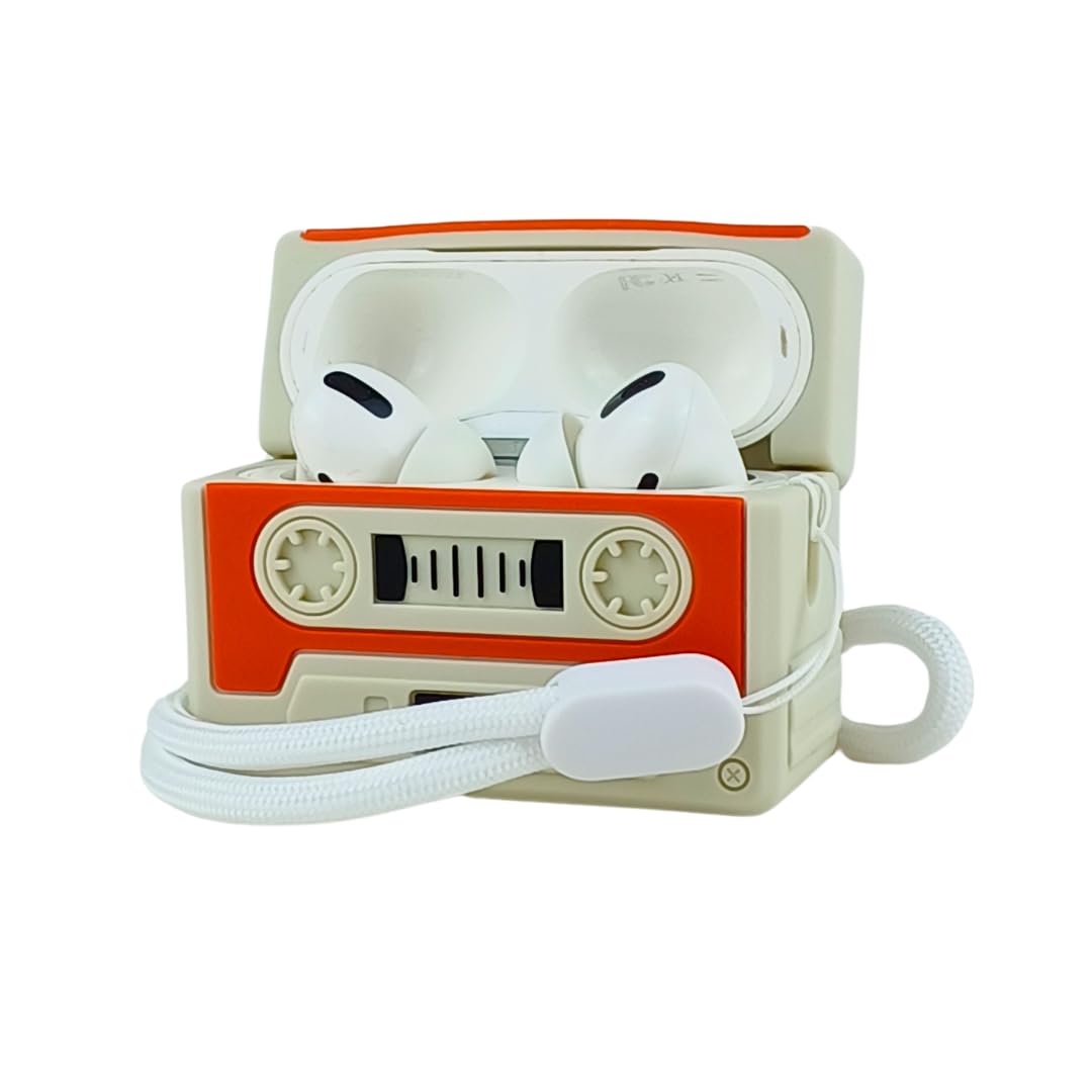Kit Caneta Limpeza  e Capa Protetora Nerdcase Compatível com AirPods Pro 1 e 2, Fita Cassete Retrô