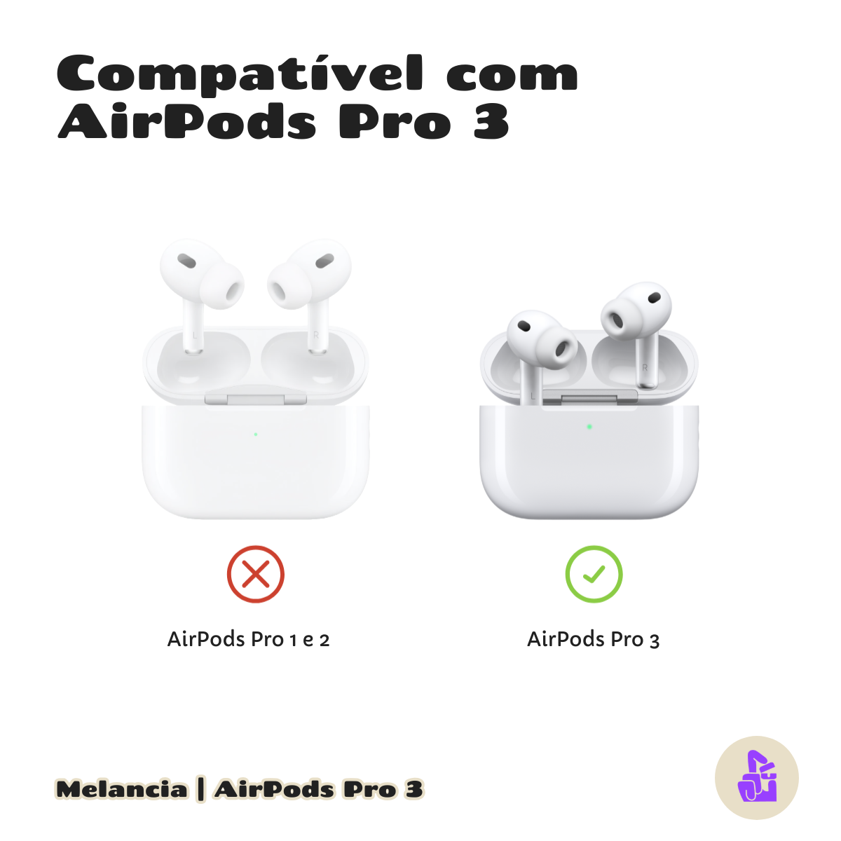 Kit Limpador para Fones e Capa Protetora de Silicone Nerdcase para AirPods Pro 3, Melancia