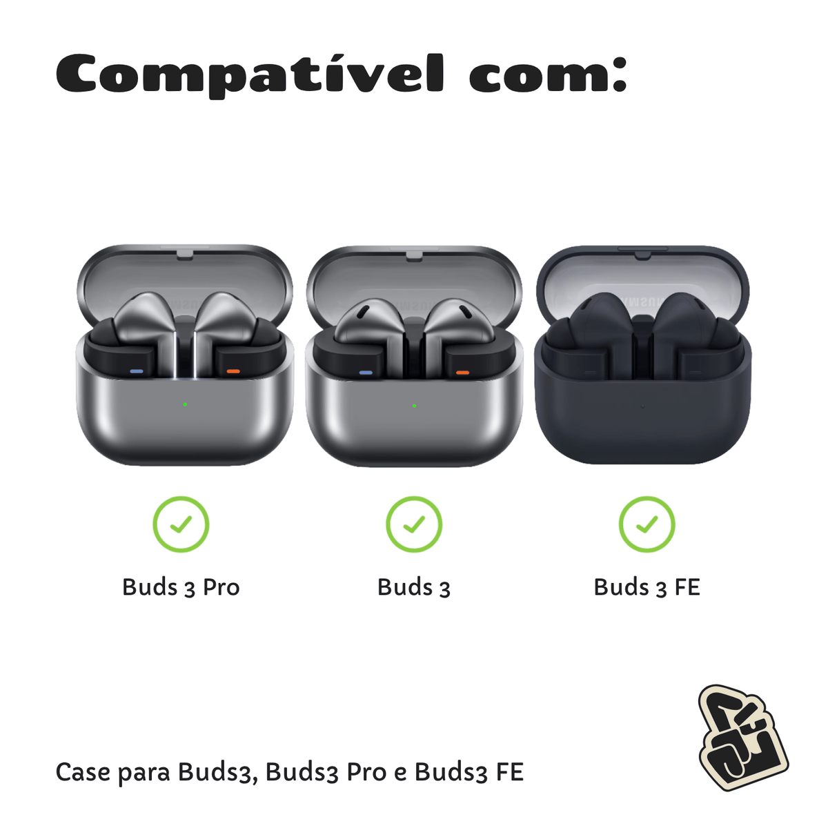 Kit Limpador para Fones e Capa Protetora Nerdcase para Galaxy Buds 3, Buds 3 Pro, Buds 3 Fe, Silicone, Gameboy