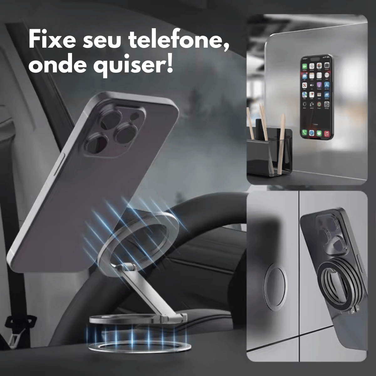Suporte de Mesa Magnético Nerdcase Dobrável em Metal, Para Celular
