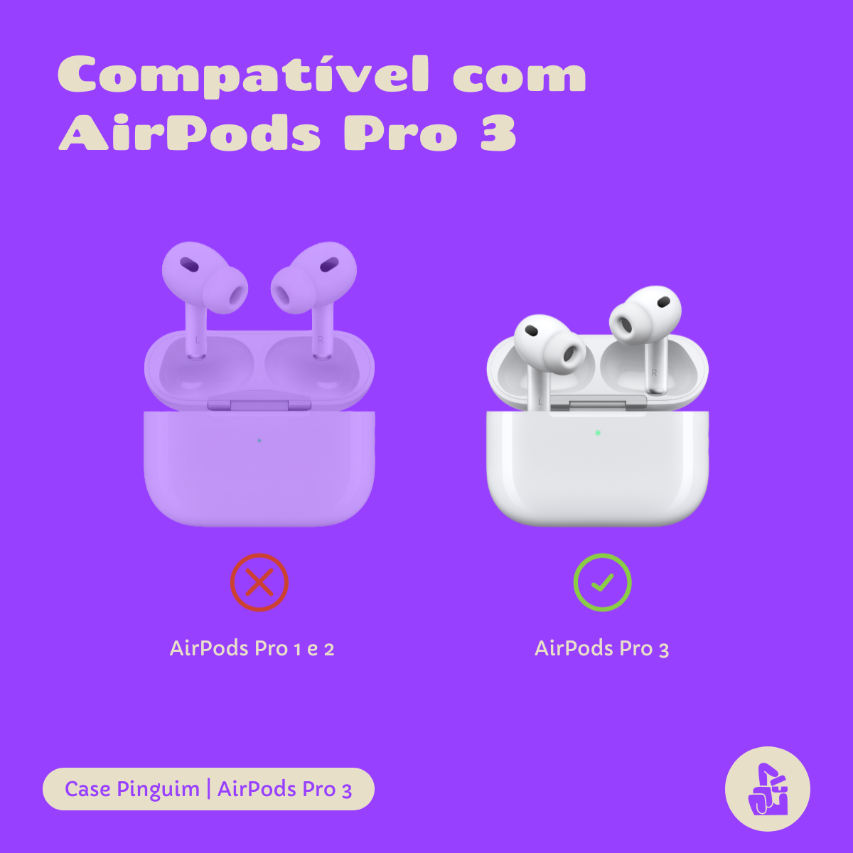Kit Limpador para Fones e Capa Protetora Nerdcase para AirPods Pro 3, Pinguim Aventureiro