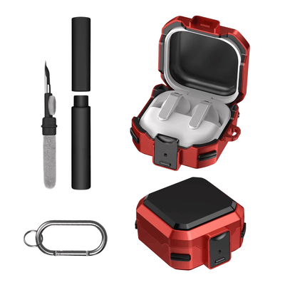 Kit Limpador para Fones e Capa Protetora Nerdcase para Galaxy Buds 4, Buds 4 Pro, Silicone Premium Resistente, Vermelha