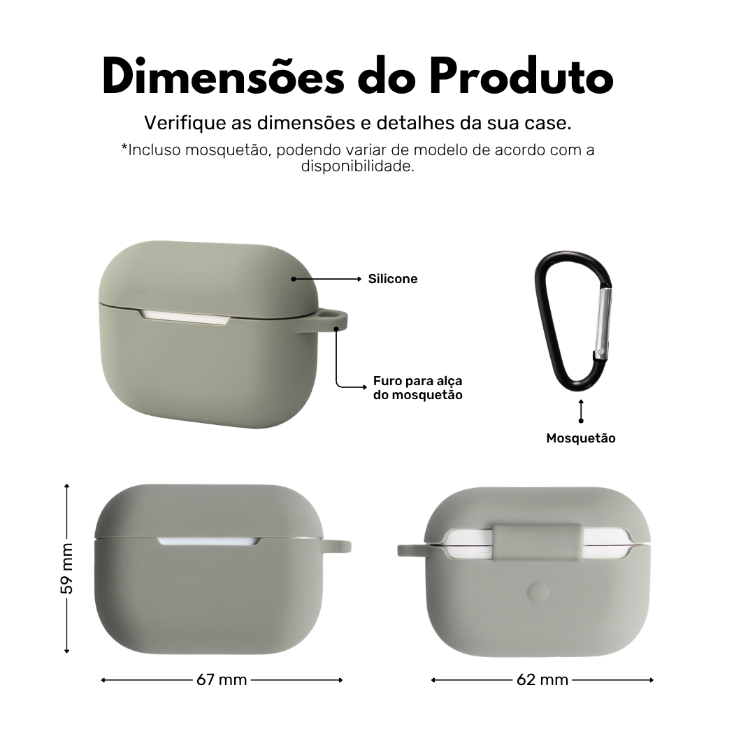 Capa Protetora Nerdcase de Silicone, Compatível com AirPods Pro, Cinza
