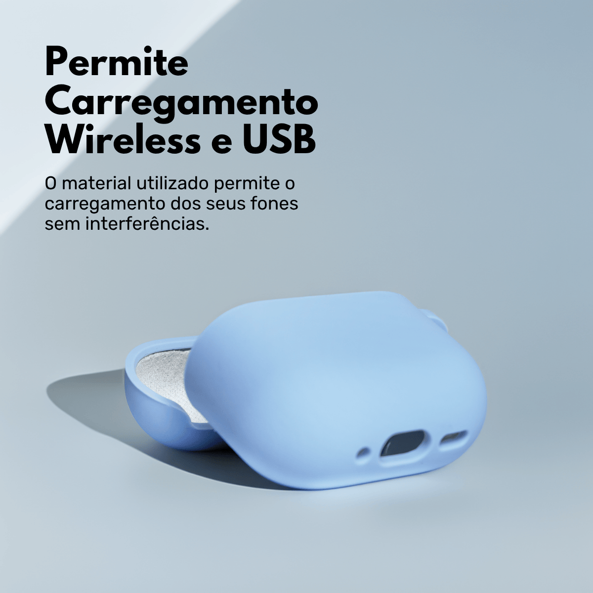 Capa Protetora Nerdcase de Silicone Premium, Compatível com AirPods 4, Cinza