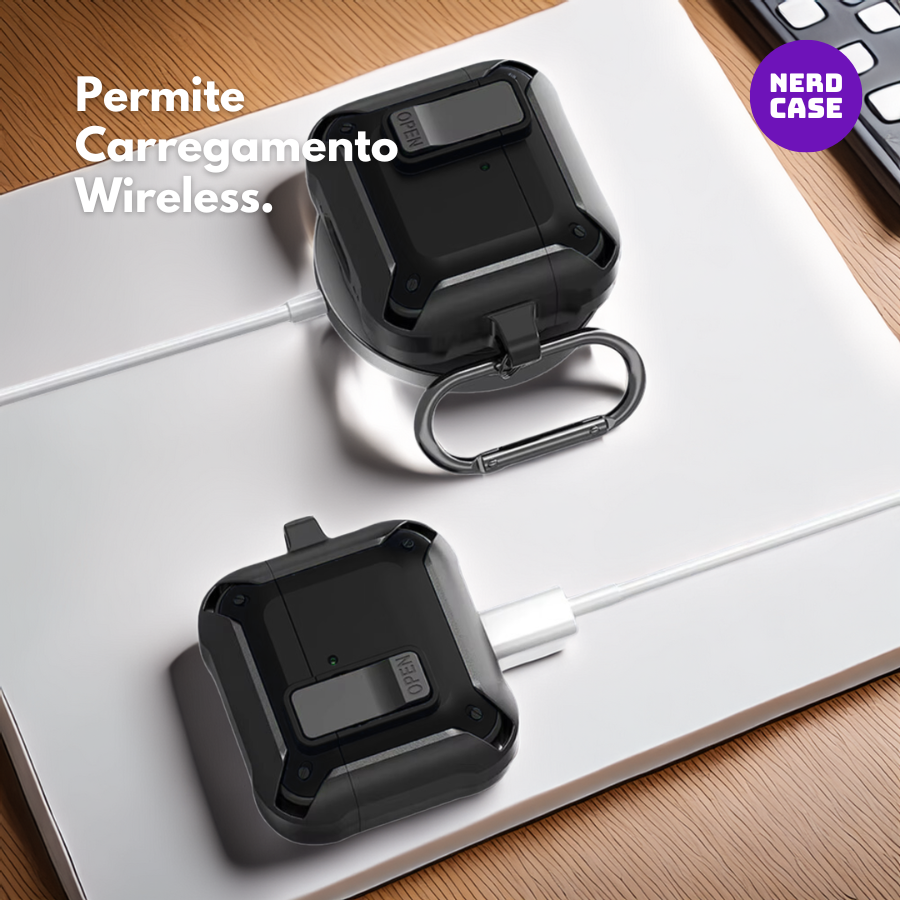 Case, Capa Resistente Preta para AirPods 4