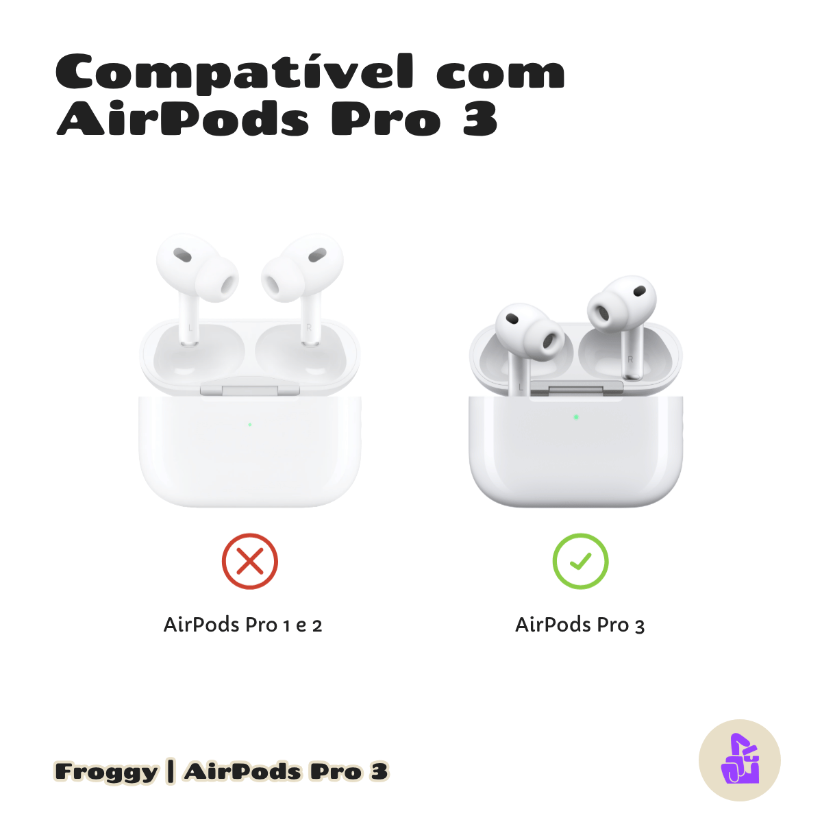 Kit Limpador para Fones e Capa Protetora de Silicone Nerdcase para AirPods Pro 3, Peixe Froggy