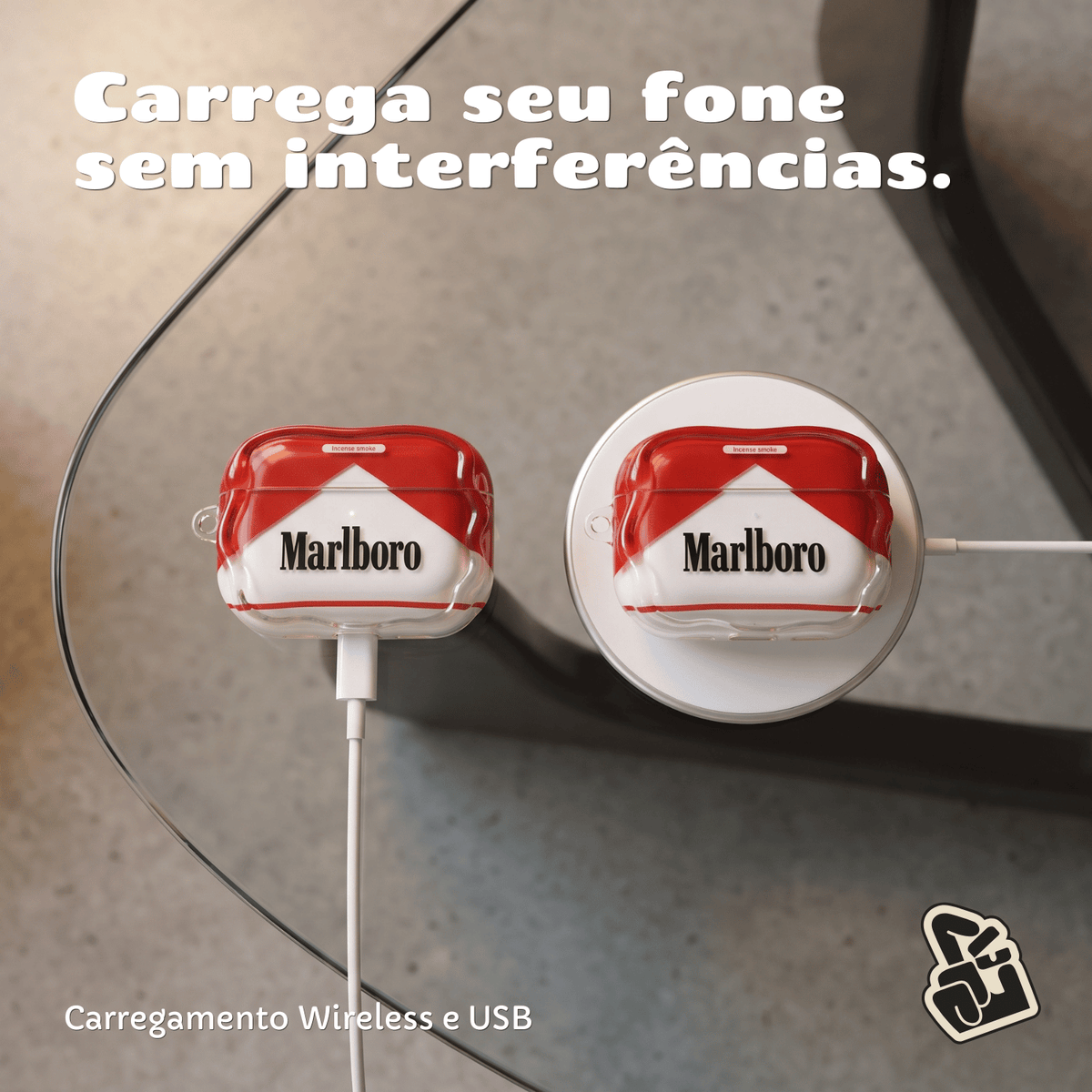 Kit Limpador para Fones e Capa Protetora Nerdcase para AirPods Pro 3, Maço Cigarette