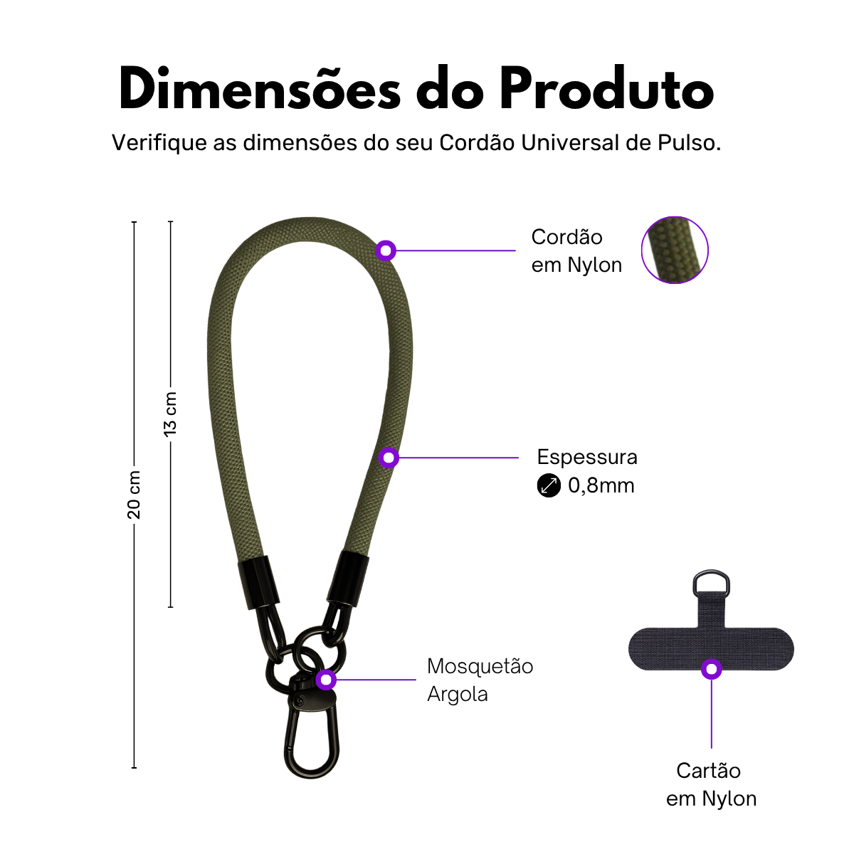 Cordão Universal Nerdcase de Pulso para Celular, Verde