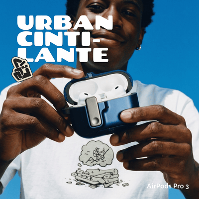 Kit Limpador para Fones e Capa Protetora de Silicone Nerdcase para AirPods Pro 3, Urban Azul Cintilante
