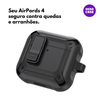 Kit Caneta de Limpeza e Capa Protetora Nerdcase Compatível com AirPods 4, Silicone Resistente, Preto