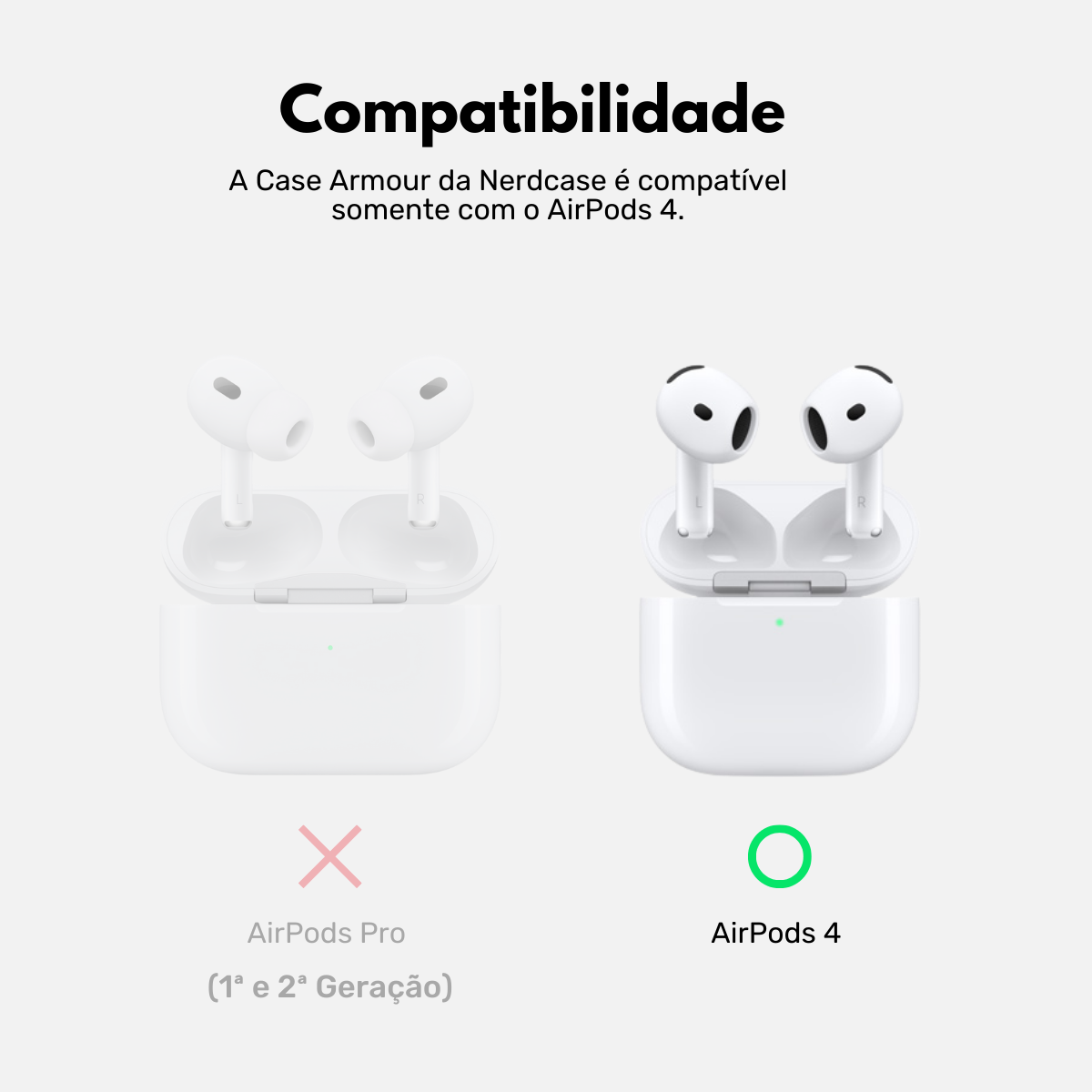 Capa Resistente Armour Nerdcase, Compatível com AirPods 4, Branca e Preta