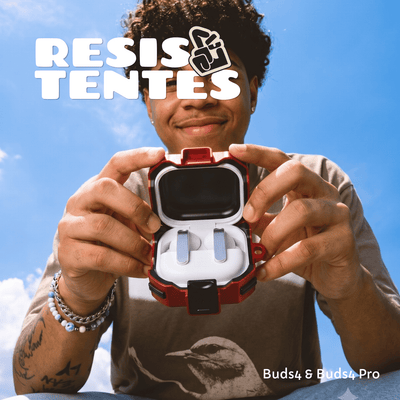 Capa Protetora Nerdcase para Galaxy Buds 4, Buds 4 Pro, Silicone Premium Resistente, Vermelha