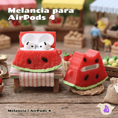 Kit Limpador para Fones e Capa Protetora de Silicone Nerdcase para AirPods 4, Melancia