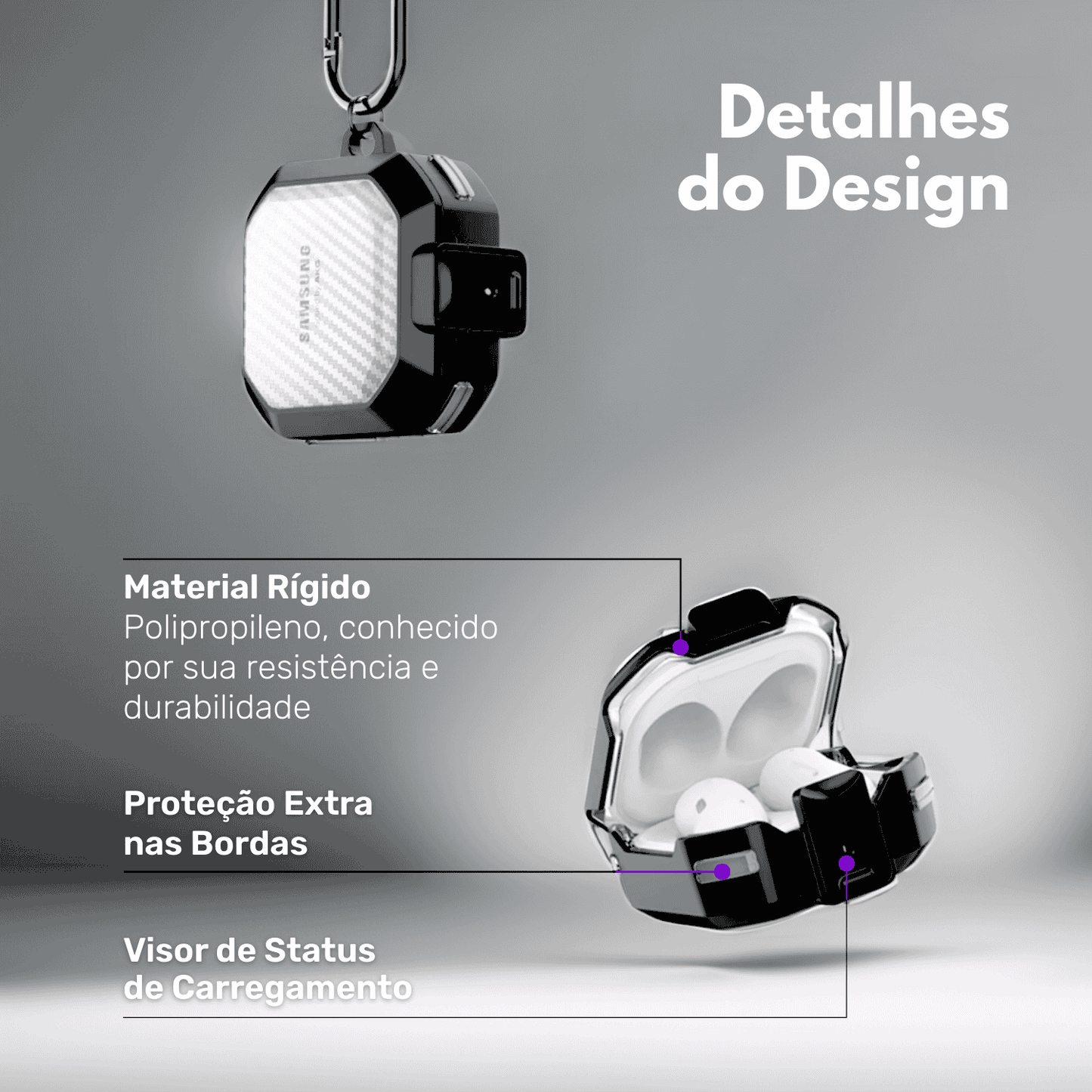 Case com Proteção à Prova de Impactos para seus Galaxy Buds — Sem esconder o design