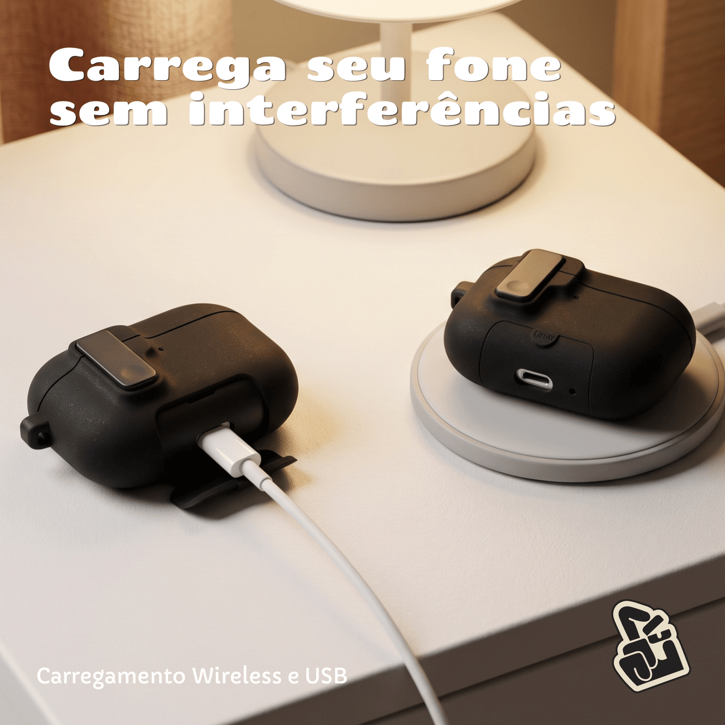 Kit Limpador para Fones e Capa Protetora de Silicone Nerdcase para AirPods Pro 3, Urban Suede Preto