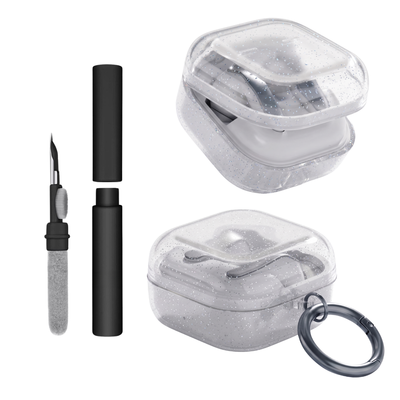 Kit Limpador para Fones e Capa Protetora de Silicone Nerdcase para Samsung Galaxy Buds 4, Buds 4 Pro, Transparente Glitt
