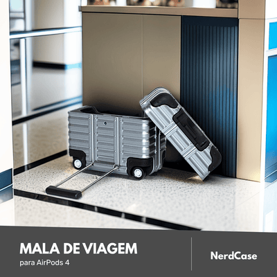 Capa Nerdcase para AirPods 4 e Limpador, Formato Mala de Viagem
