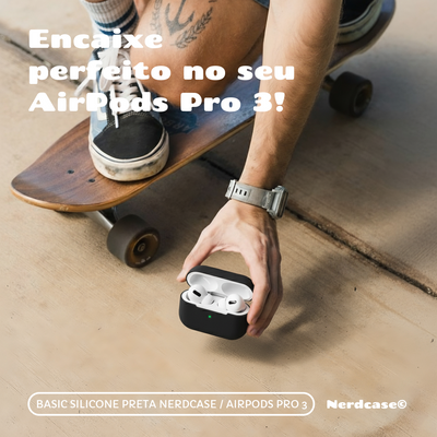 Capa Protetora de Silicone Nerdcase para AirPods Pro 3, Preta