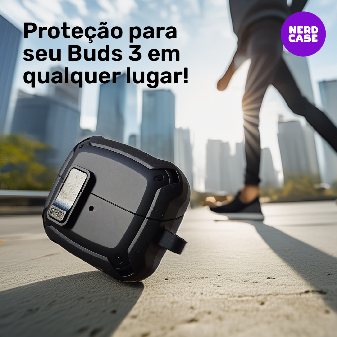 Kit Caneta de Limpeza e Capa Protetora Nerdcase Compatível com Samsung Galaxy Buds 3, 3 Pro, 3 Fe, Resistente Preta