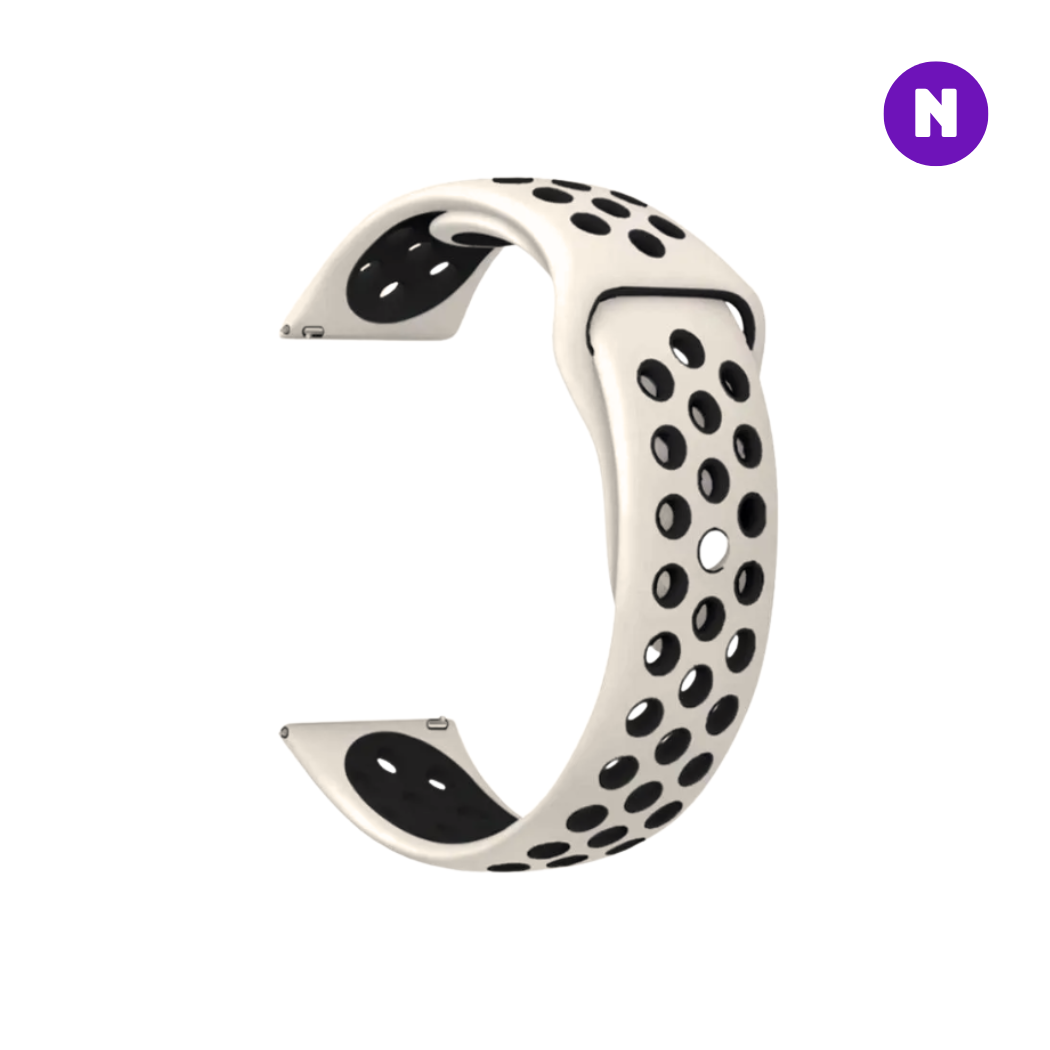 Pulseira 20mm entre Pinos para Samsung Galaxy Watch, Bege/Preto