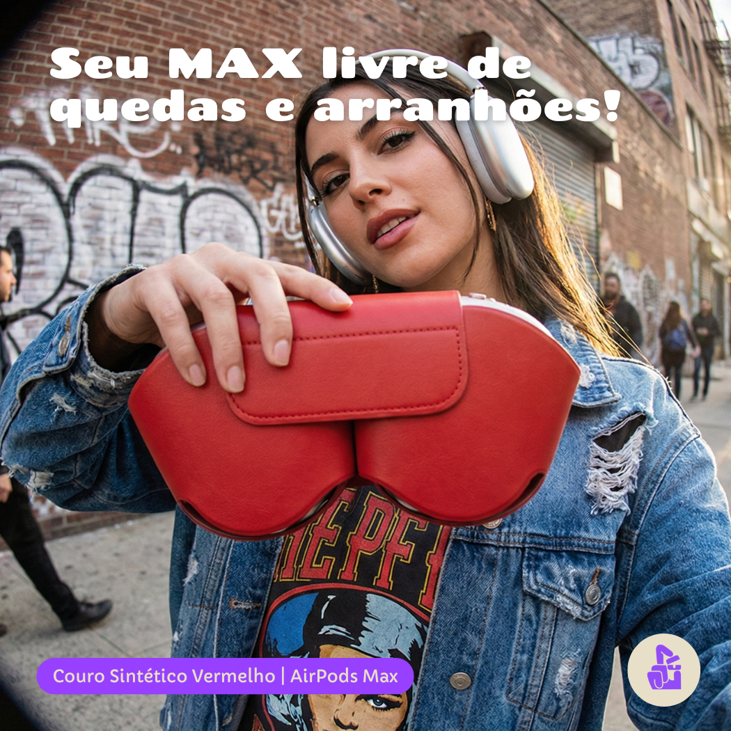 Capa Protetora Nerdcase para AirPods Max, Couro Sintético Vermelho