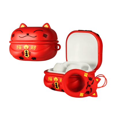 Capa Protetora Nerdcase para Samsung Galaxy Buds 2, Core, FE, Live e Pro, Silicone, Gato da Sorte