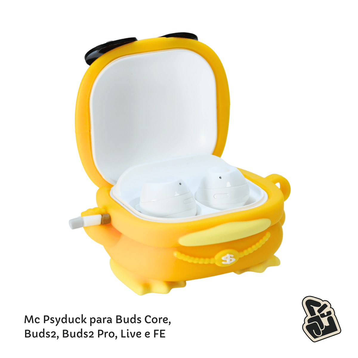 Capa Protetora Nerdcase para Samsung Galaxy Buds 2, Core, FE, Live e Pro, Silicone, Mc Psyduck