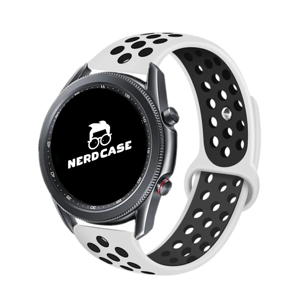 NERDCASE, Pulseira NK Silicone, Compatível com Galaxy Watch 44mm/45mm/47mm, Pino 22 Branco/Preto