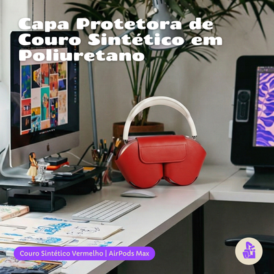 Capa Protetora Nerdcase para AirPods Max, Couro Sintético Vermelho