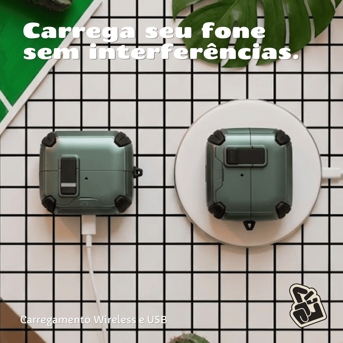 Capa Protetora de Silicone Nerdcase para Samsung Galaxy Buds 3, Buds 3 Pro, Buds3 Fe, Airtrek Verde Cintilante
