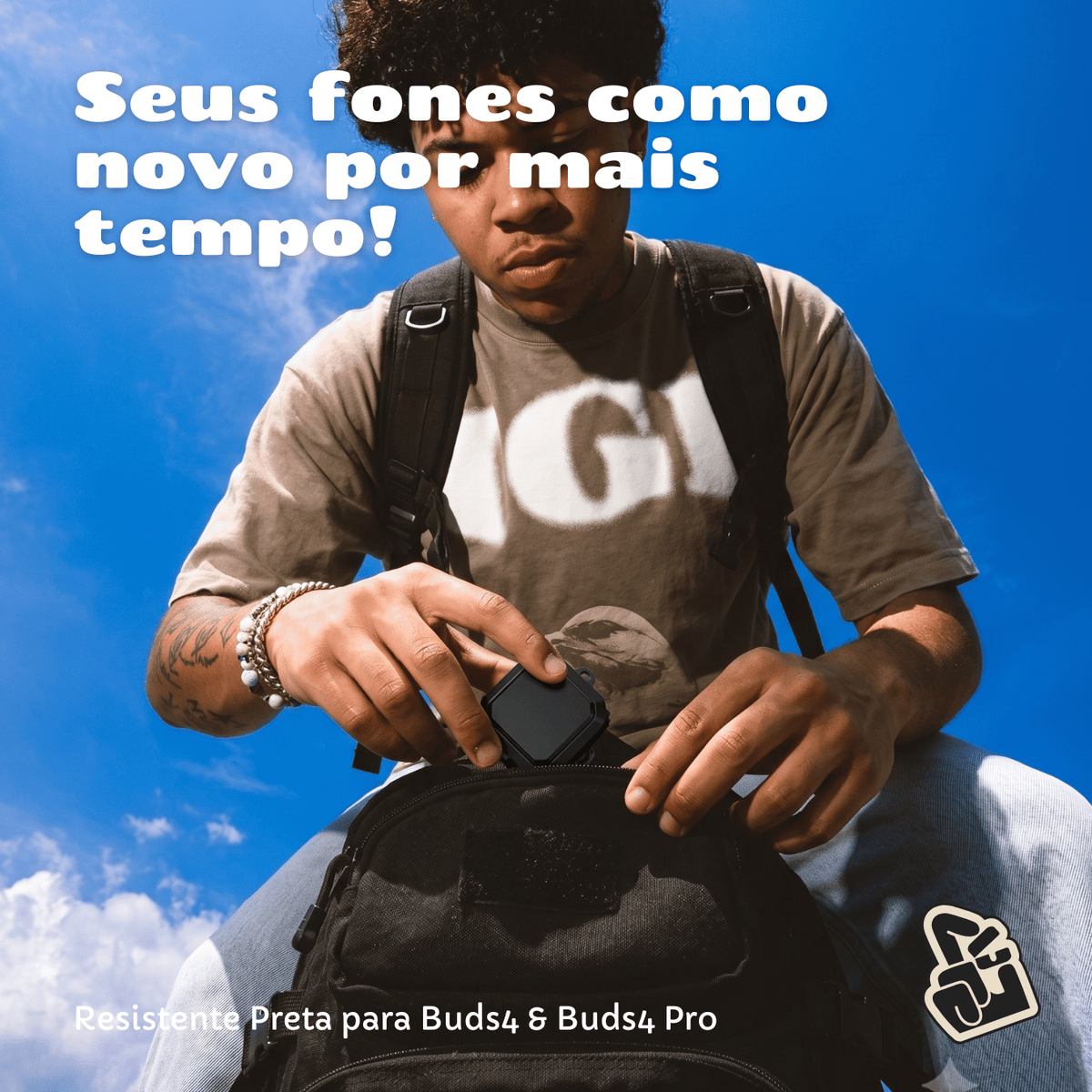 Capa Protetora Nerdcase para Samsung Galaxy Buds 4, Buds 4 Pro, Silicone Premium Resistente, Preta