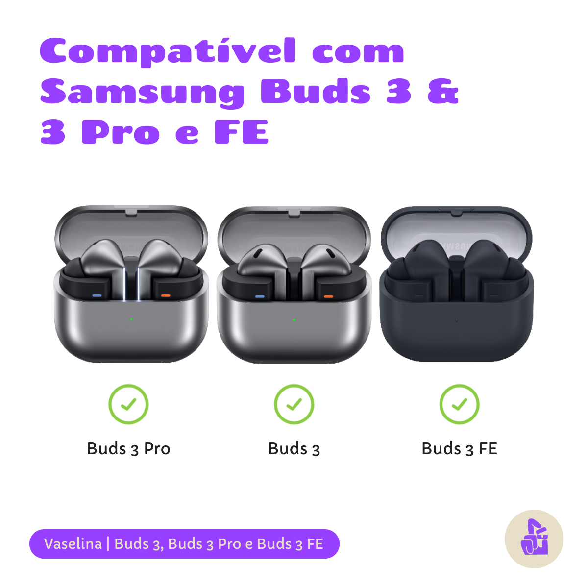 Capa Protetora Nerdcase para Samsung Galaxy Buds 3, Buds 3 Pro, Buds 3 Fe, Hidratante Vaselina