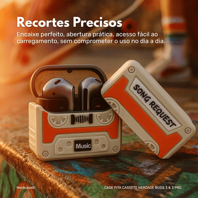 Capa Protetora Fita Cassete Nerdcase Compatível com Samsung Galaxy Buds 3