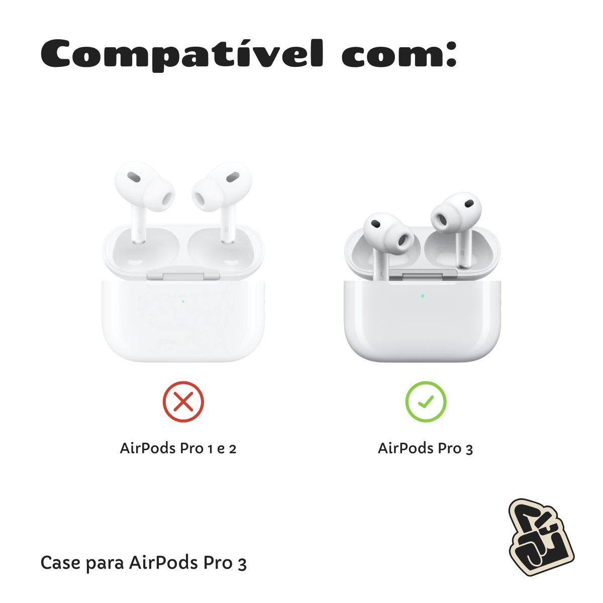 Kit Limpador para Fones e Capa Protetora de Silicone Nerdcase para AirPods Pro 3, Branca