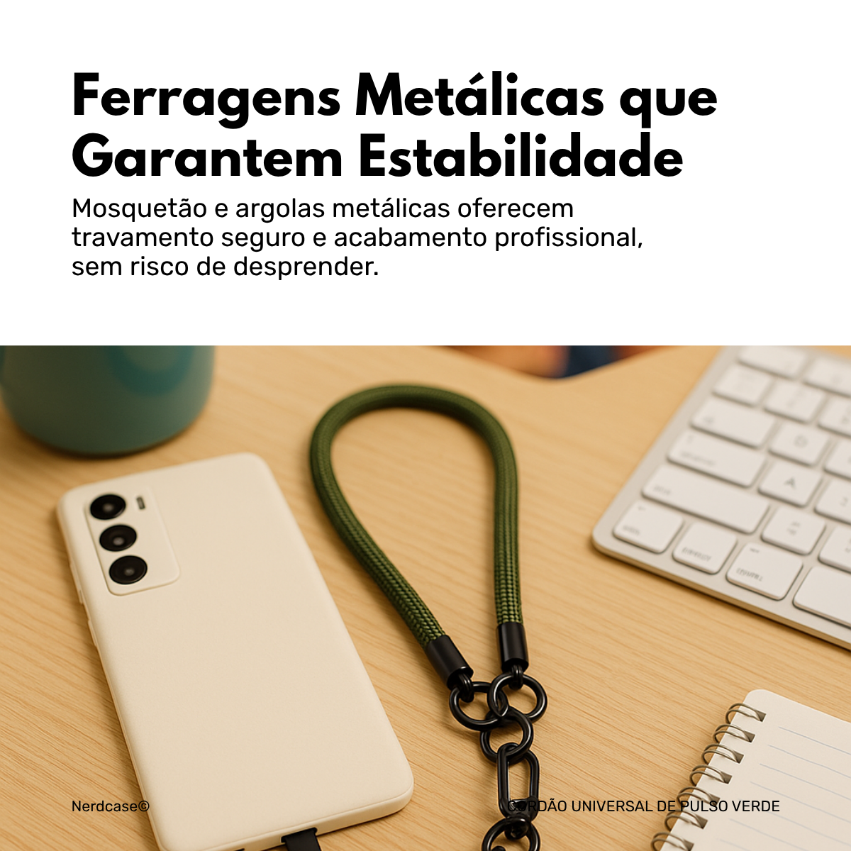 Cordão Universal Nerdcase de Pulso para Celular, Verde