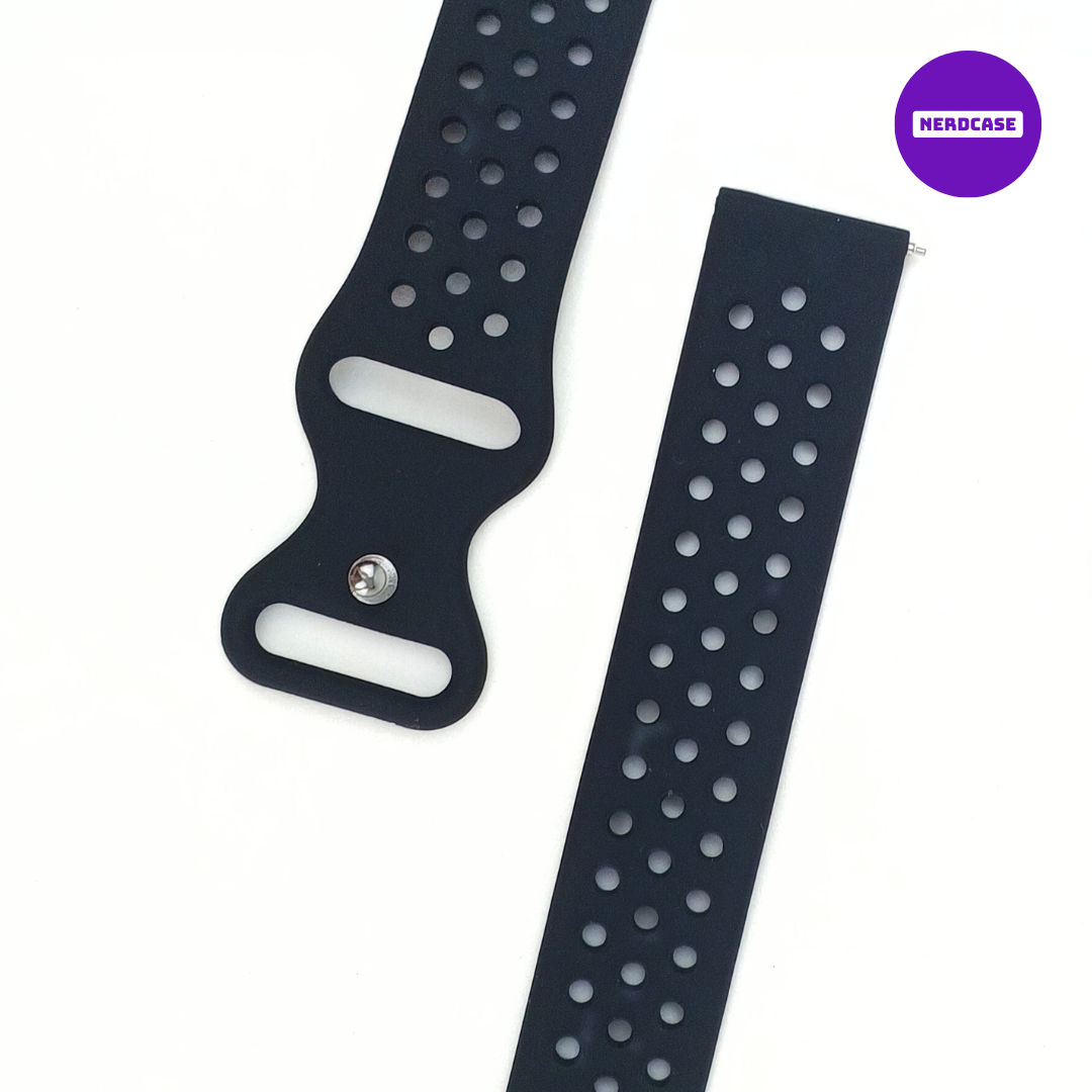 NERDCASE, Pulseira NK de Silicone, Compatível com Galaxy Watch 44mm/45mm/47mm, Pino 22mm, Preto