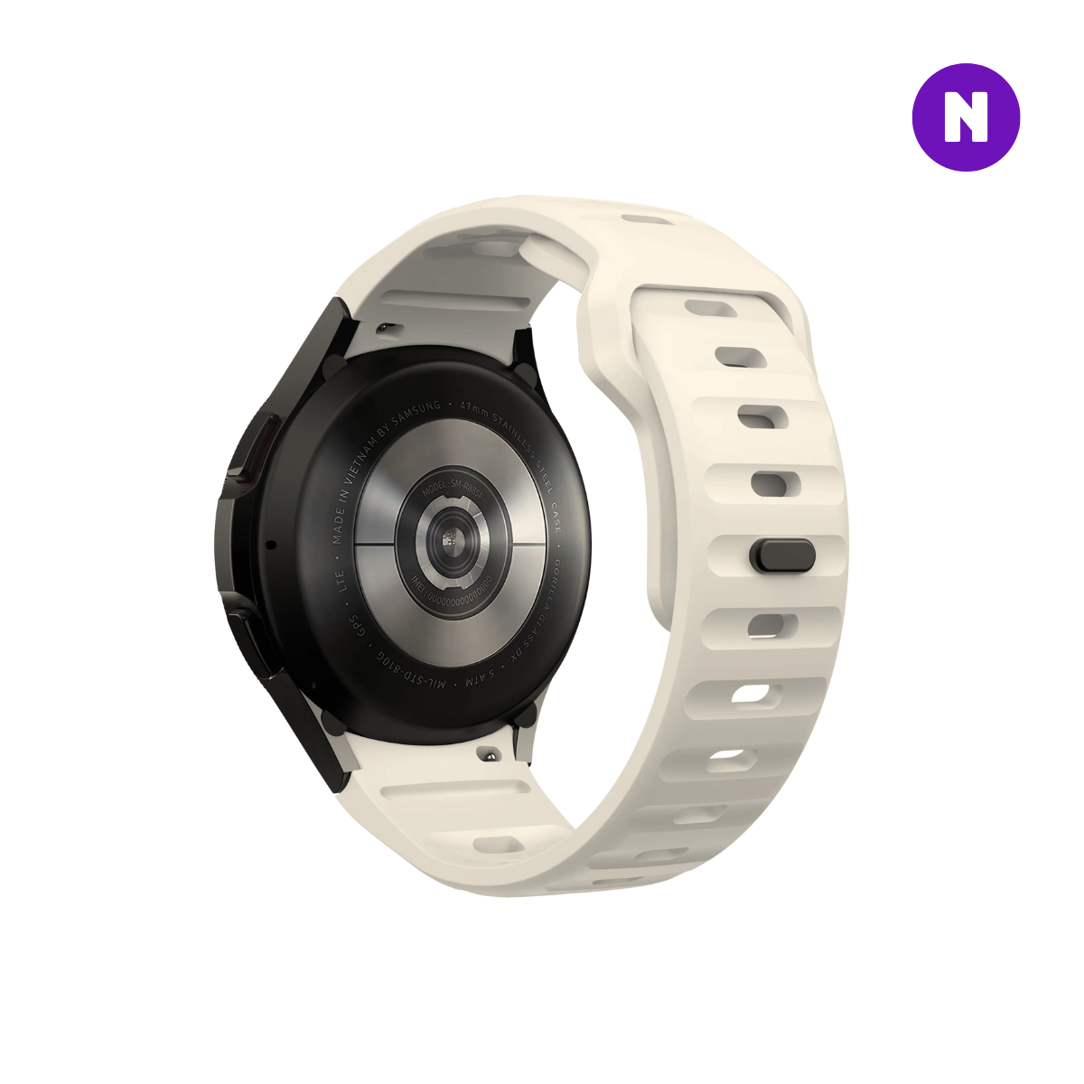Pulseira 20mm entre Pinos para Samsung Galaxy Watch, Silicone, Bege