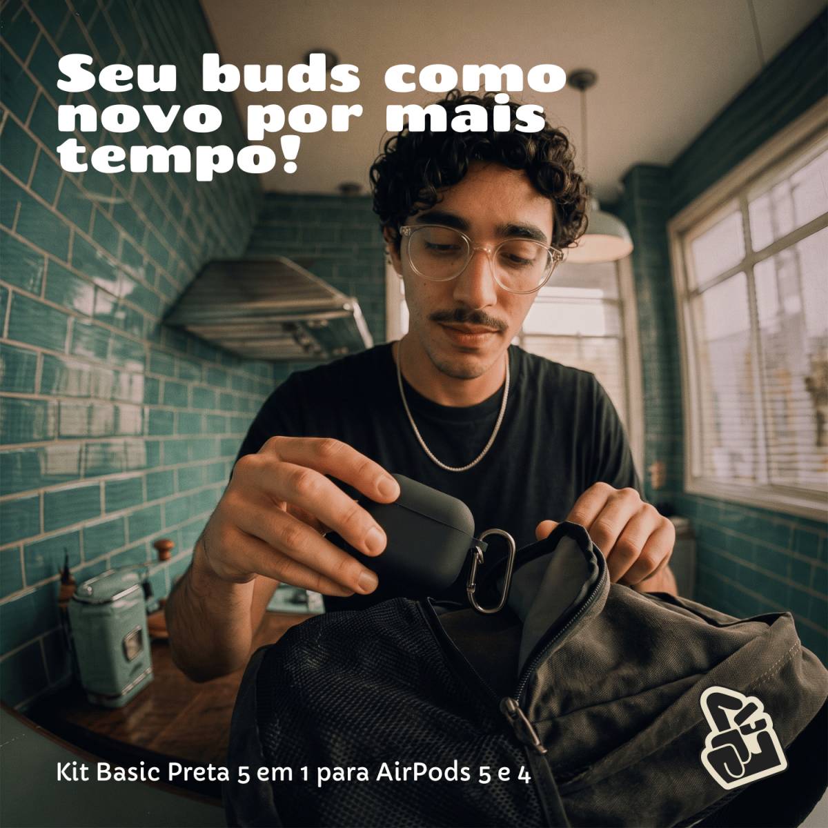 Kit Basic Capa de Silicone 5 em 1 para AirPods 4 e 5