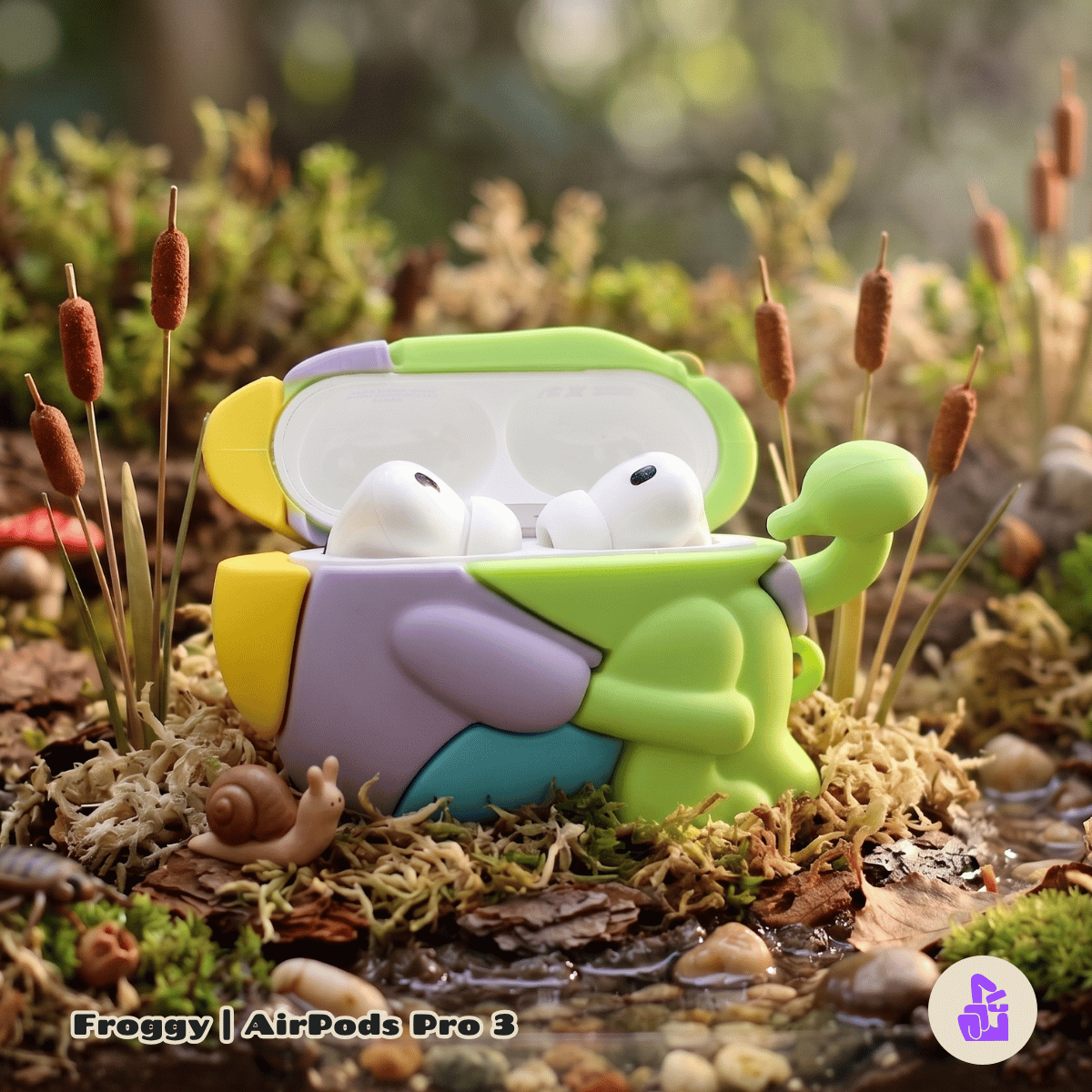 Capa Protetora de Silicone Nerdcase para AirPods Pro 3, Peixe Froggy