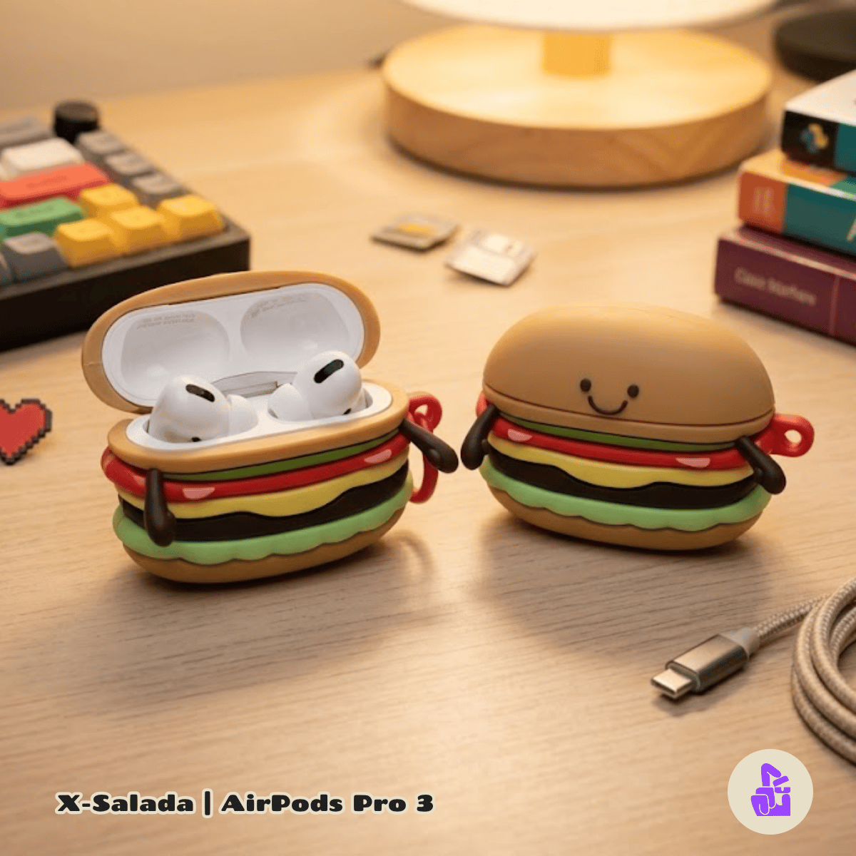 Capa Protetora de Silicone Nerdcase para AirPods Pro 3, X-Salada