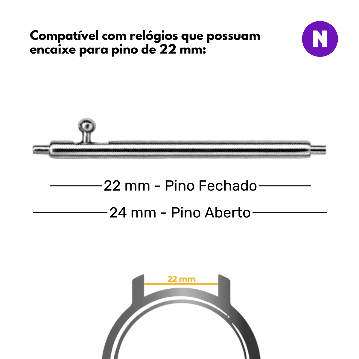 Pulseira 22mm entre Pinos para Samsung Galaxy Watch, Preto