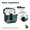 Kit Limpador para Fones e Capa Protetora Airtrek Nerdcase para AirPods 4, Suporte Adaptado, Verde Cintilante