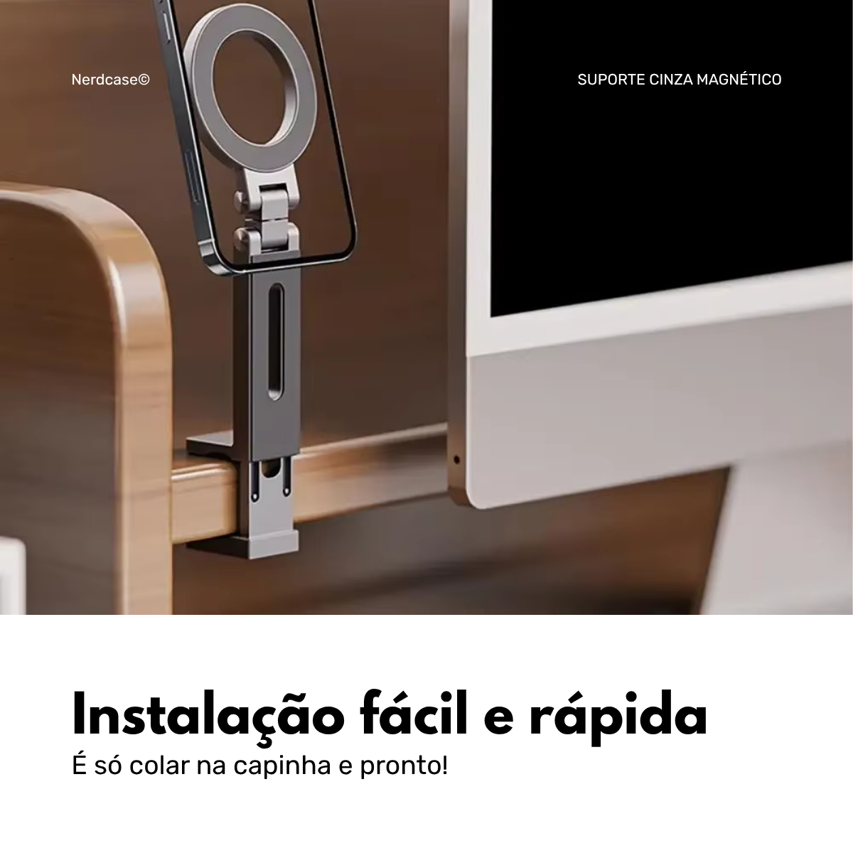 Suporte para Celular Nerdcase, Magnético Dobrável, Plástico PU